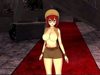 3D animation of mature Diane showing off her big boobs and giant tits on