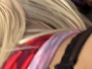 Sexy blonde and brunette take turns sucking and riding