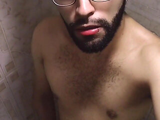 Jerking off in the shower and shooting my load