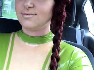 Latex slut solo anal masturbation