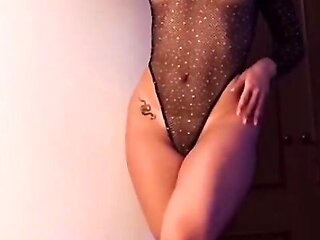 No sex solo session with a long-legged angel in see-through ingerie