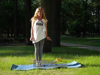 Sexy Russian Girl Smoking Cigarette Relaxed Outdoors