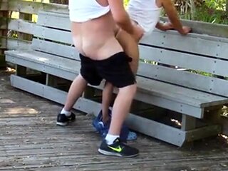 Mature Gay Couple Has Interracial Bareback Sex Outdoors