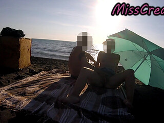 French Teacher Risky Public Masturbation Caught on Crowded Beach Helps Squirt Extreme Cumshot MissCreamy