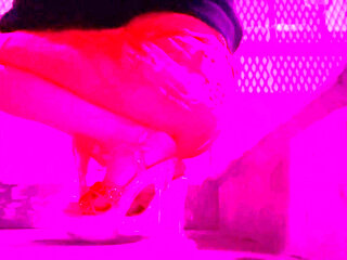 Artemisia Love wearing high heels outdoor and smoking a cigarette