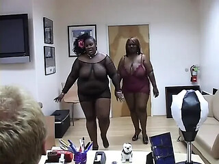 BBW ebony slut takes a white dick deep inside her.