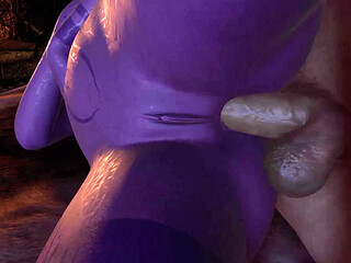 Purple Night Elf in Skyrim Has Side Anal on Bed - Skyrim Porn Parody
