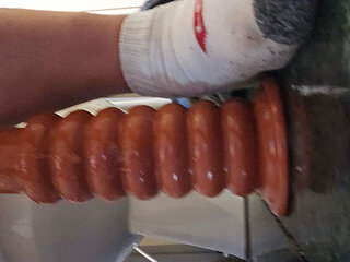 Huge 3inch  ridges on this buttplug stretching asshole