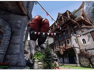 Attack On Titaness - Sexy Ebony Destroys Skyrim