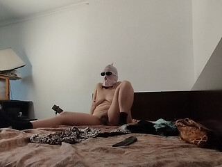 Amateur Woman Has Fun Trying on Clothes and Cutting Them