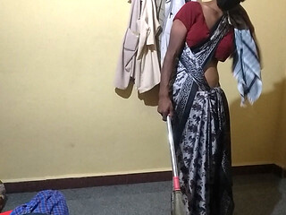 Cleaning home in mom's saree