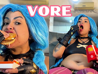 Jinx Cosplay Eating Fetish - Belly Sounds and Burps