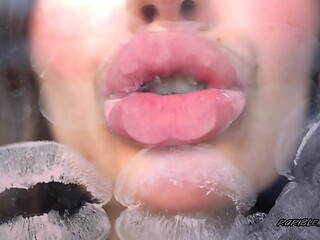 Sensual creamy nude lipgloss kiss