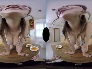 Hot asian teasing in the kitchen VR: Japanese, Virtual Reality  Hentai Porn