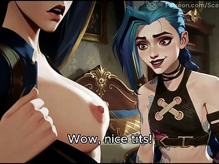 Jinx and Cait play a naughty game (Arcane) AI-generated