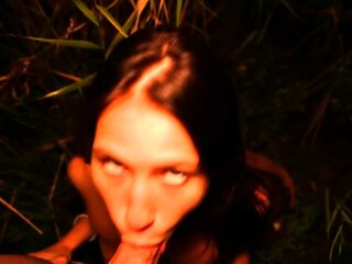 Horny girlfriend sucks me off in public