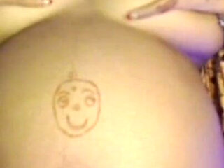 Pregnant Lady Play with Boobs and Big Belly.