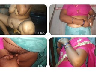 Tamil girl friend bathing and saree changing boobs pressing in young man