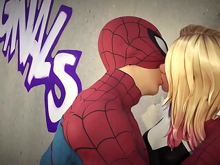 Spiderman and Gwen fuck on the roof