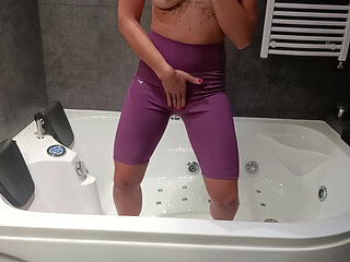 pissing in panties and masturbating. fingering a pissed bitch