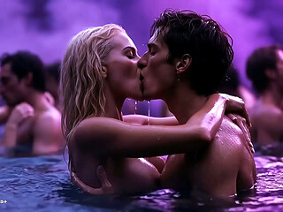 [AI-generated] Sex Rave (watch with sound) - Future Rave Erotic Party: Dancefloor Kisses, Lesbian DJs and Wet Underwater Tease