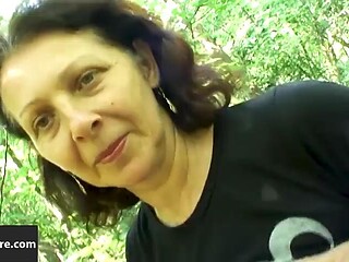 Bushy Brunette Franca Takes Lesbian Public Pounding In Woods