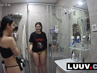 LUUV. Two girls shower for boyfriends' livestream