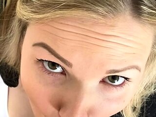 Blonde amateur blowjob POV in public
