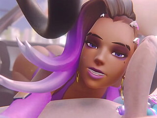 Sombra loves huge cock in Overwatch-themed orgy