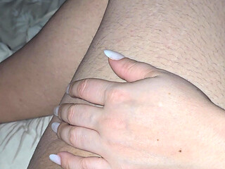Step mom hand will slip on step son dick while is on his leg or not