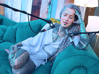 I talk about R - Relief - ASMR podcast SFW talking goth skinny girl dreadlocks tattoo model inked girl