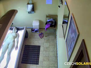Czech Solarium 184: Brunette Beauty Visits Solarium for Round 2