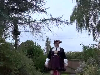 Dressed in a pirate costume for a party