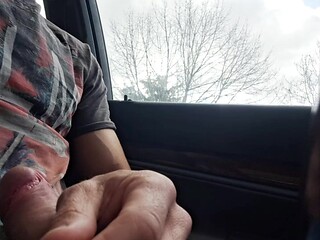 Hot Guy Masturbates in Car, Almost Caught by Passersby