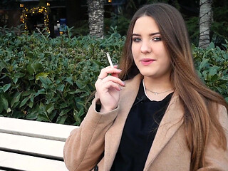 Russian Girl Spends Her Lunch Break Smoking 3 Cigs in a Row