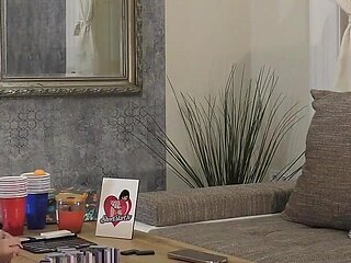 Super Hot Incredibly Beautiful Big Tits Perfect Body Blonde Girl Plays with Domino Stones to Flash Pussy Andass