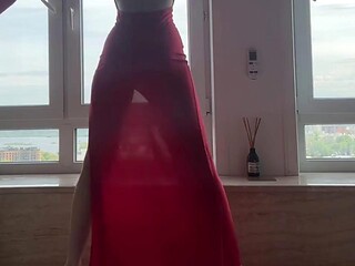 Skinny lady69s Femdom Yoga in Perfect Transparent Dress
