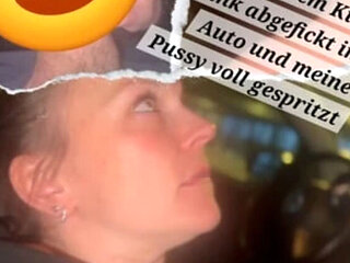 Hot German MILF Saskialove87 Gets Creampied in Car After Cinema - Rough Parking Garage Sex