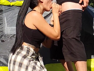 Cum in Mouth Near Tent While Nobody Sees - Vertical Version