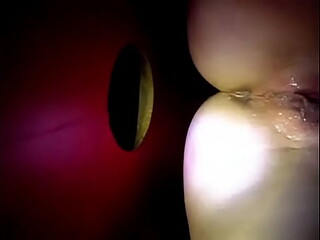 Glory hole creampie in a public theater