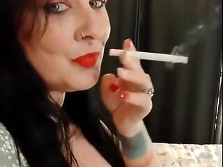 Cute Smoking MILF Red Lipstick
