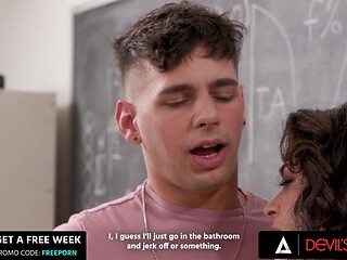 Wild teacher gets ass fucked and face fucked by her student