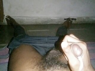 Showcasing hairy Indian big man sausage with a jizz shot