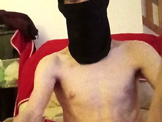 Hung bi chav strip teasing and washing himself and wanking off huge load