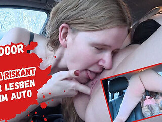 German Lesbian Car Sex with Bikergirl_97! Public Face Sitting & Outdoor Dildo Action in 4K!