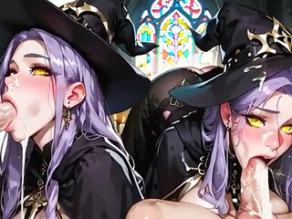 Two Trans Witches Perform Oral Sex and a Very Wet and Deep 69. Animation Hentai Trans.