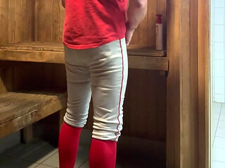 Alpha Baseball Player JockDad87 Edges in the Sauna Before a Workout