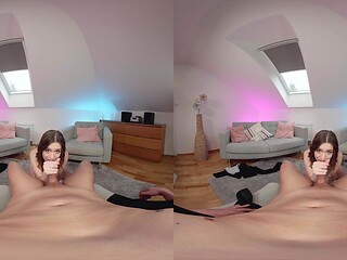 Petite Mia De Vil gets excited in POV 18VR scene