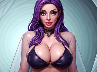 Crystal Frost Queens - Curvy Purple-haired Goddesses in a Frozen Cave