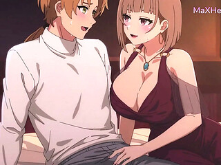 Tight Pussy and Loud Moans - Blonde Big Boobs Stepsis Shares Bed with Shy Stepbro (Anime Hentai)
